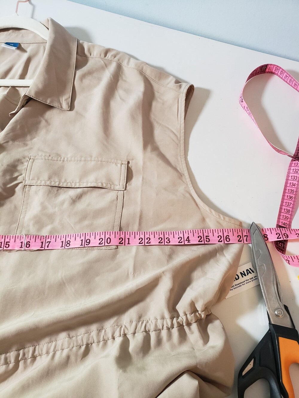 Khaki Old Navy Drawstring Waist Shirtdress 2X Button-Front Safari Preppy Minimal - Picture 8 of 15